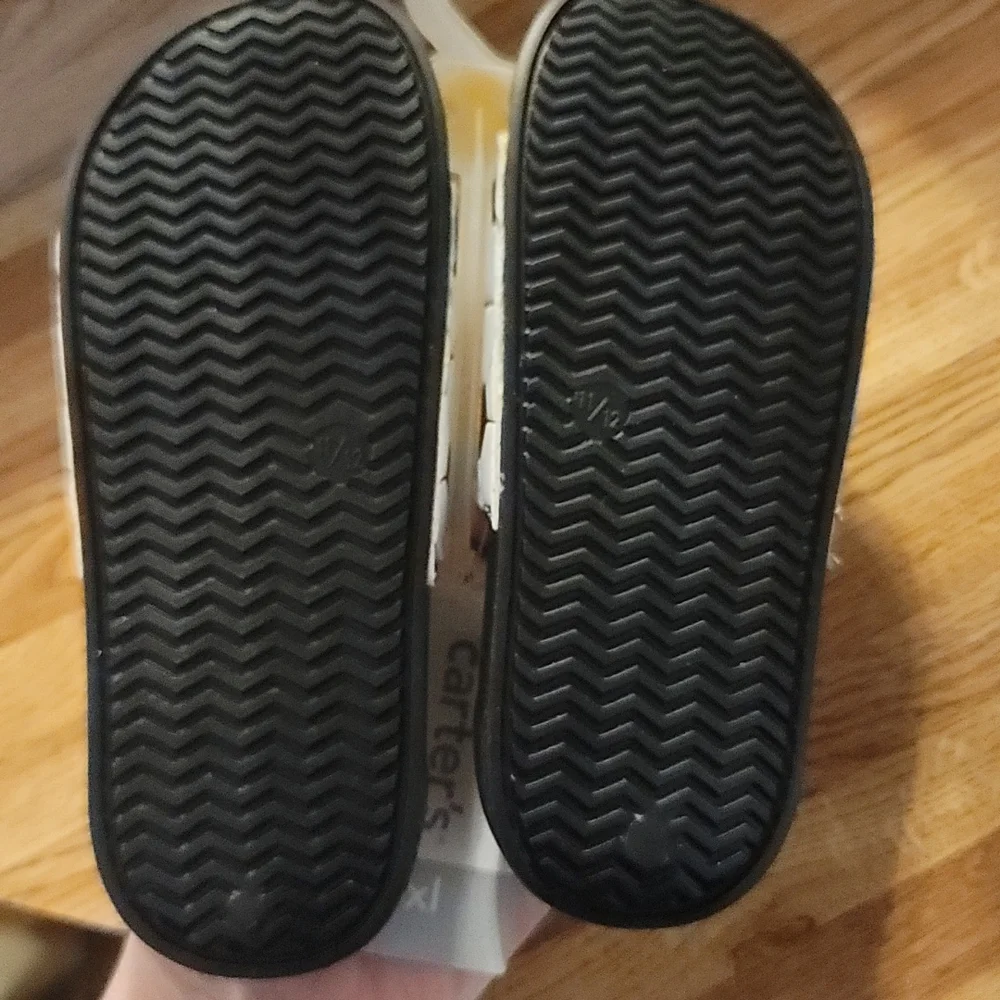 CARTER'S TODDLER OLIVER SLIDE SANDALS: SOCCER: BLACK/WHITE: NWT:SZ XL (11/12)